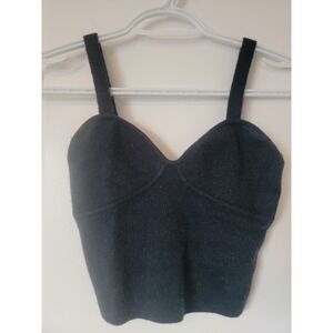 Wilfred Aritzia Wool Cashmere Knit Bustier Crop Tank Top Black XS